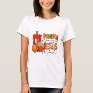 Retro Autumn Pumpkins Spice And Jesus Christ Fall  T-Shirt