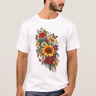 Retro Autumn Wildflowers T-Shirt