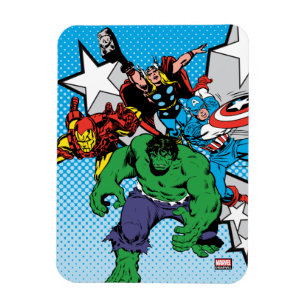 Retro Avengers With Stars Graphic Magnet
