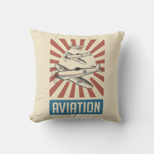 Retro Aviation Airforce fighter planes Throw Pillo Cushion