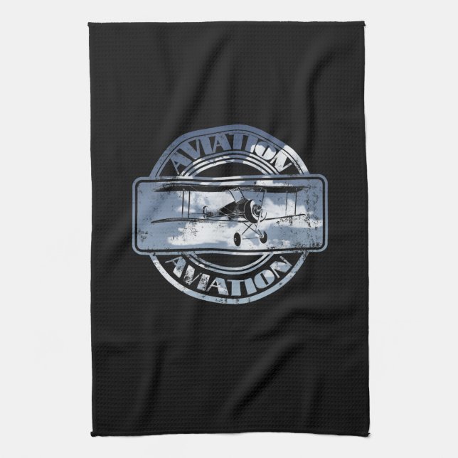 Retro Aviation Badge Tea Towel (Vertical)