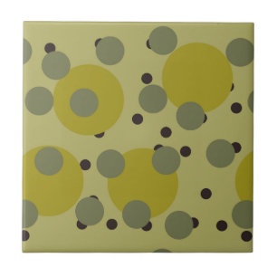 Retro Avocado Dream 1970s Atomic Circles   Ceramic Tile