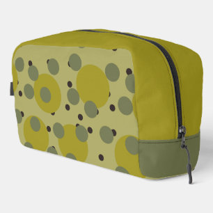 Retro Avocado Dream 1970s Atomic Circles   Dopp Kit