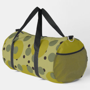 Retro Avocado Dream 1970s Atomic Circles Duffle Bag