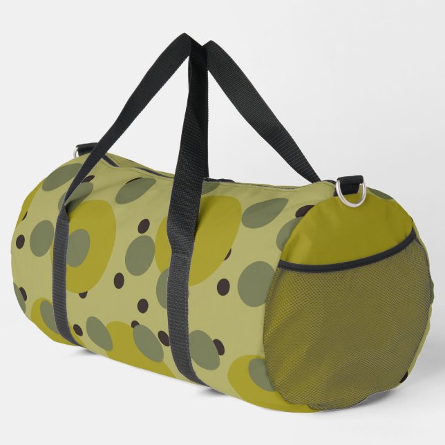 Retro Avocado Dream 1970s Atomic Circles   Duffle Bag (Right Corner)