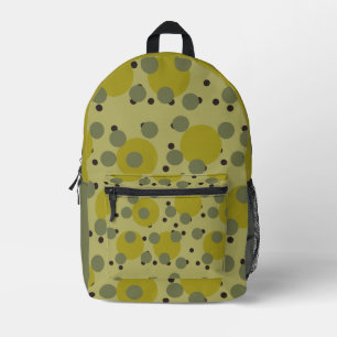 Retro Avocado Dream 1970s Atomic Circles Printed Backpack