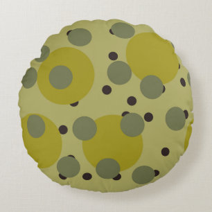 Retro Avocado Dream 1970s Atomic Circles Round Cushion