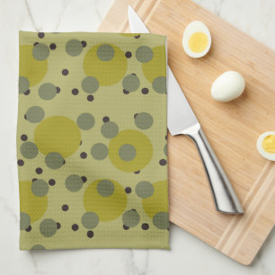 Retro Avocado Dream 1970s Atomic Circles   Tea Towel