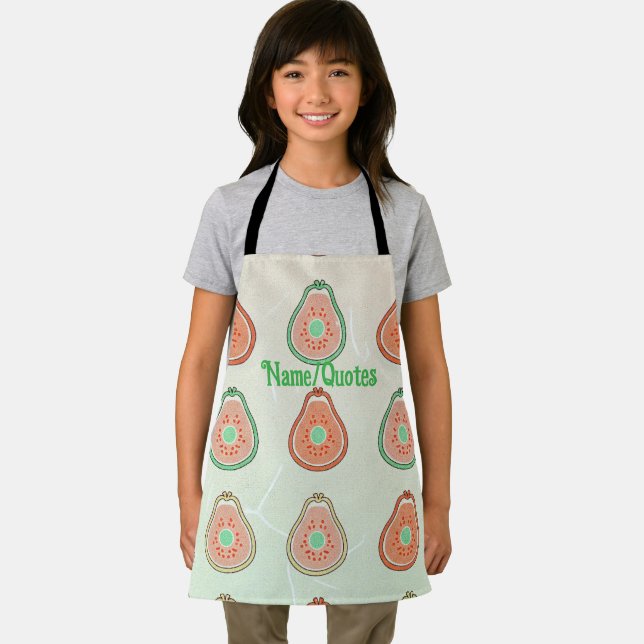 Retro Avocado Pattern – Peach and Mint Green Apron (Insitu)