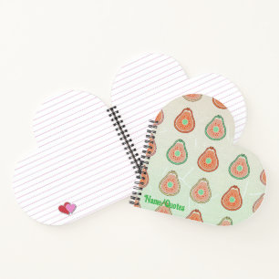 Retro Avocado Pattern – Peach and Mint Green Notebook