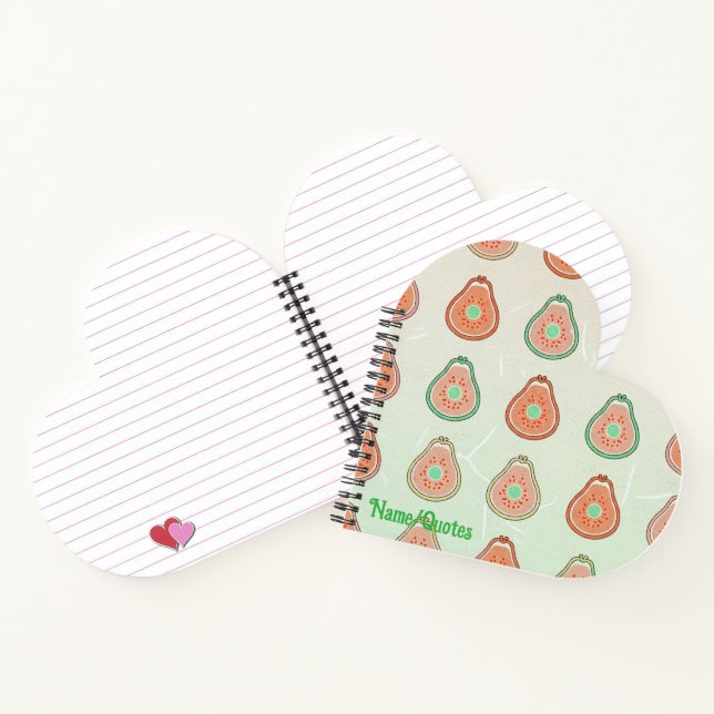 Retro Avocado Pattern – Peach and Mint Green Notebook (Inside)