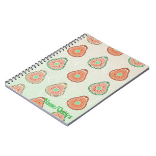 Retro Avocado Pattern – Peach and Mint Green Notebook