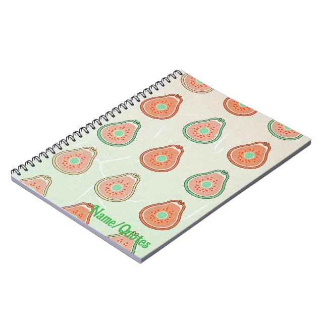 Retro Avocado Pattern – Peach and Mint Green Notebook (Left Side)
