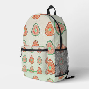 Retro Avocado Pattern – Peach and Mint Green Printed Backpack