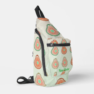 Retro Avocado Pattern – Peach and Mint Green Sling Bag