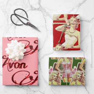 Retro Avon Christmas Wrapping Paper Sheet