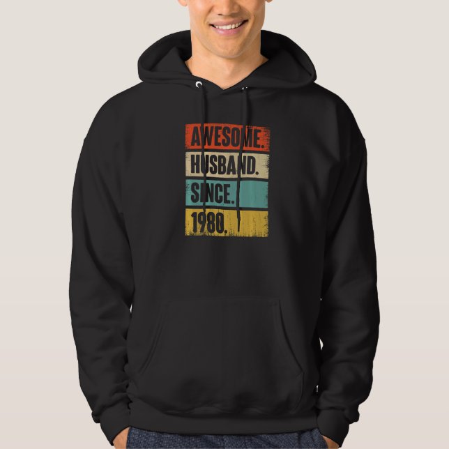 Retro Awesome Husband Since 1980 42 Wedding Aniver Hoodie (Front)