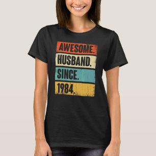 Retro Awesome Husband Since 1984 38 Wedding Aniver T-Shirt