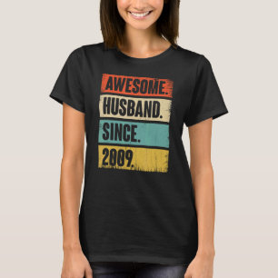 Retro Awesome Husband Since 2009 13 Wedding Aniver T-Shirt