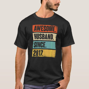 Retro Awesome Husband Since 2017 5 Wedding Anivers T-Shirt