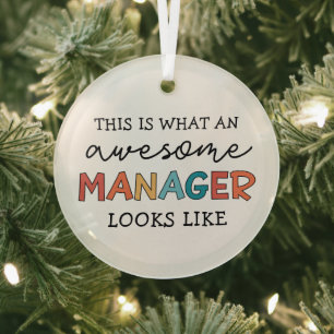 Retro Awesome Manager Funny Glass Tree Decoration