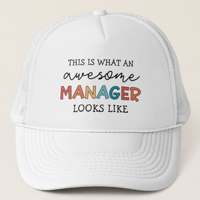 Retro Awesome Manager Funny Trucker Hat (Front)