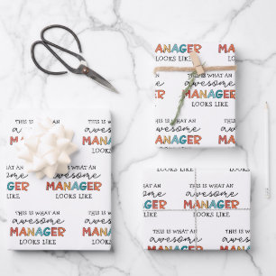Retro Awesome Manager Funny Wrapping Paper Sheet