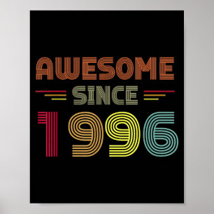 Retro Awesome Since 1996 26th Birthday Bday Born I Poster