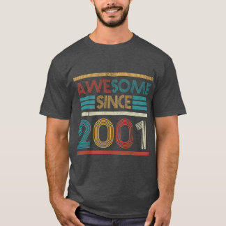 Retro Awesome Since 2001 22th Birthday 22 Years Ol T-Shirt