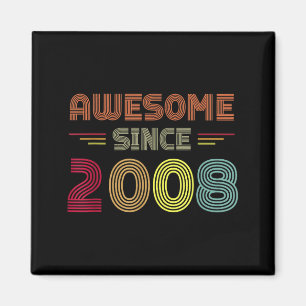 Retro Awesome Since 2008 14th Birthday Bday Born I Magnet