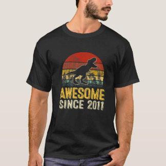 Retro Awesome Since 2011 Dinosaur Boy T Rex 11Th B T-Shirt