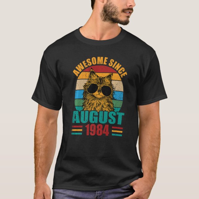 Retro Awesome Since August 1984 38th Birthday 38 Y T-Shirt (Front)