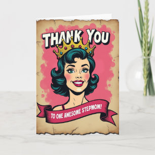 Retro Awesome Stepmom Thank You Card