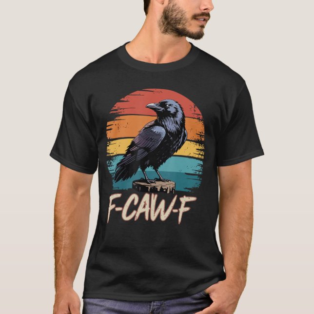 Retro awF Black Bird Crow Funny Crow Bird Cawing G T-Shirt (Front)