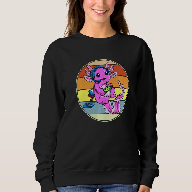 Retro Axolotl Gaming Gamesolotl Mexicanum Gamer Bo Sweatshirt (Front)
