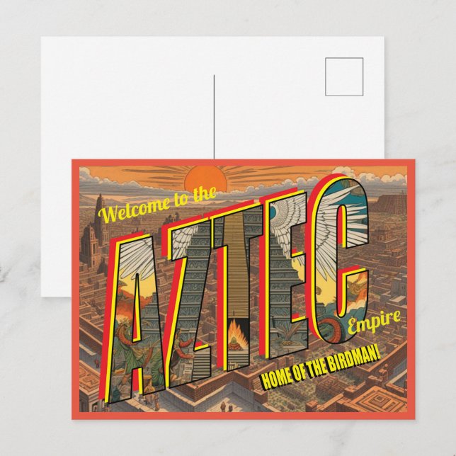 Retro Aztec Empire Birdman Postcard (Front/Back)