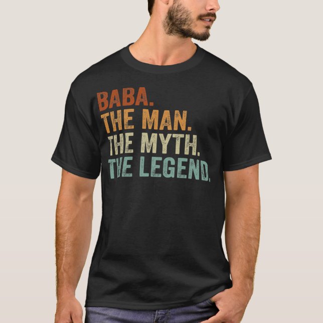 Retro Baba The Man Myth Legend Daddy Grandpa T-Shirt (Front)