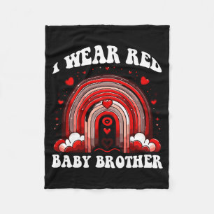 Retro Baby Brother Heart Disease Awareness Rainbow Fleece Blanket