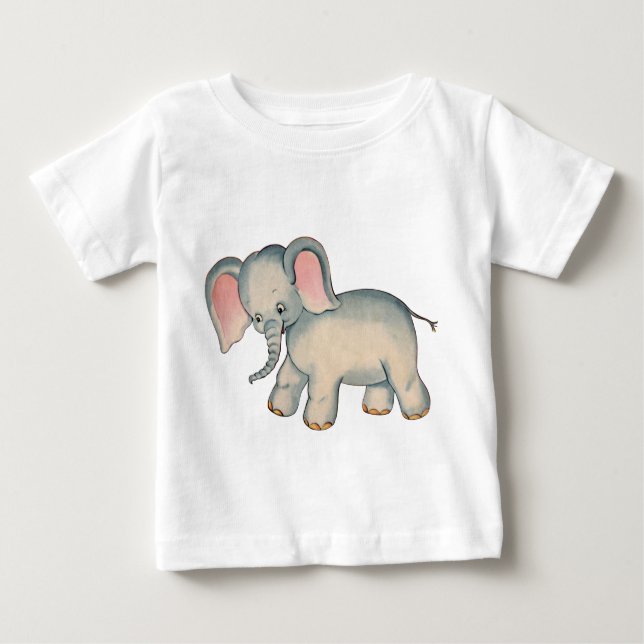 Retro Baby Elephant Baby Romper Baby T-Shirt (Front)
