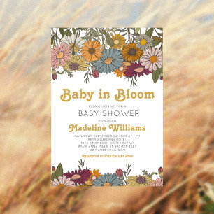 Retro Baby in Bloom Daisy Baby Shower Invitation