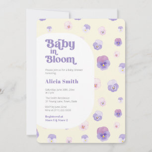 Retro Baby In Bloom Gender Neutral Baby Shower Invitation