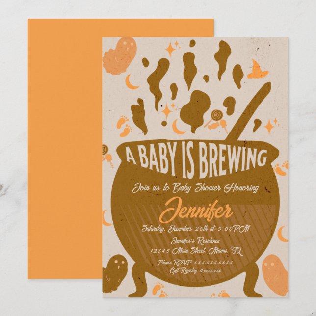 Retro Baby is Brewing Baby Shower Party Invitation (Front/Back)