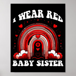 Retro Baby Sister Heart Disease Awareness Rainbow  Poster