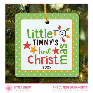 Retro Baby's First Christmas Customisable Photo Ceramic Ornament