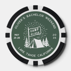 Retro Bachelor Party Weekend in the Woods   Green  Poker Chips