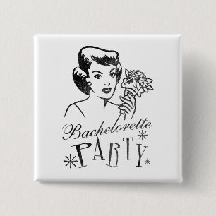 Retro Bachelorette Party 15 Cm Square Badge