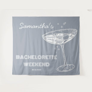 Retro Bachelorette Party Backdrop Blue Cocktail Tapestry
