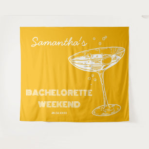 Retro Bachelorette Party Backdrop Boho Cocktail Tapestry