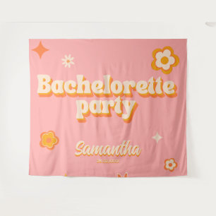 Retro Bachelorette Party Backdrop Groovy 70s Fun Tapestry