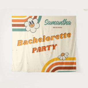 Retro Bachelorette Party Backdrop Groovy 70s Tapestry